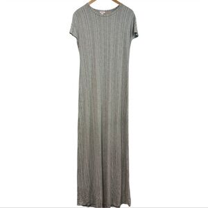 LuLaRoe Gray & Green Sheath Maxi Dress Casual Crew Neck Size Small